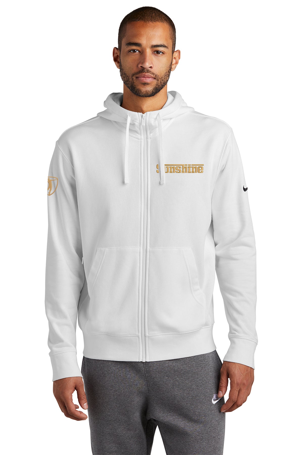 Nike Sportswear White And Gold Nike Sweatshirt Zip Hoodie Nike